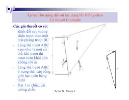 Bài giảng Cơ học đất - Chương 6: Áp lực chủ động đất rời tác dụng lên tường chắn - Phạm Sơn Tùng