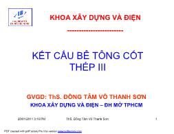 Bài giảng Kết cấu bê tông cốt thép III - Đồng Tâm Võ Thanh Sơn