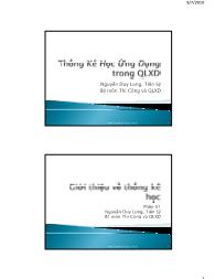 Bài giảng Thống kê học ứng dụng trong quản lý xây dựng - Phần 1: Giới thiệu về thống kê học - Nguyễn Duy Long