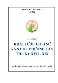 Giáo trình Khái lược lịch sử văn học phương Tây thế kỷ XVII-XIX - Trần Thị Bảo Giang (Phần 1)