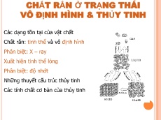 Bài giảng Chất rắn ở trạng thái vô định hình và thủy tinh - Cao Xuân Việt