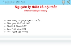Bài giảng Nguyên lý thiết kế nội thất - Huỳnh Văn Thông